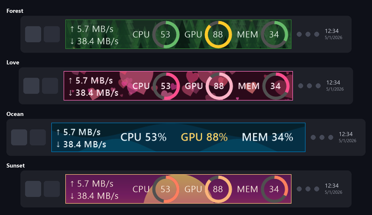Widgets with the theme backgrounds