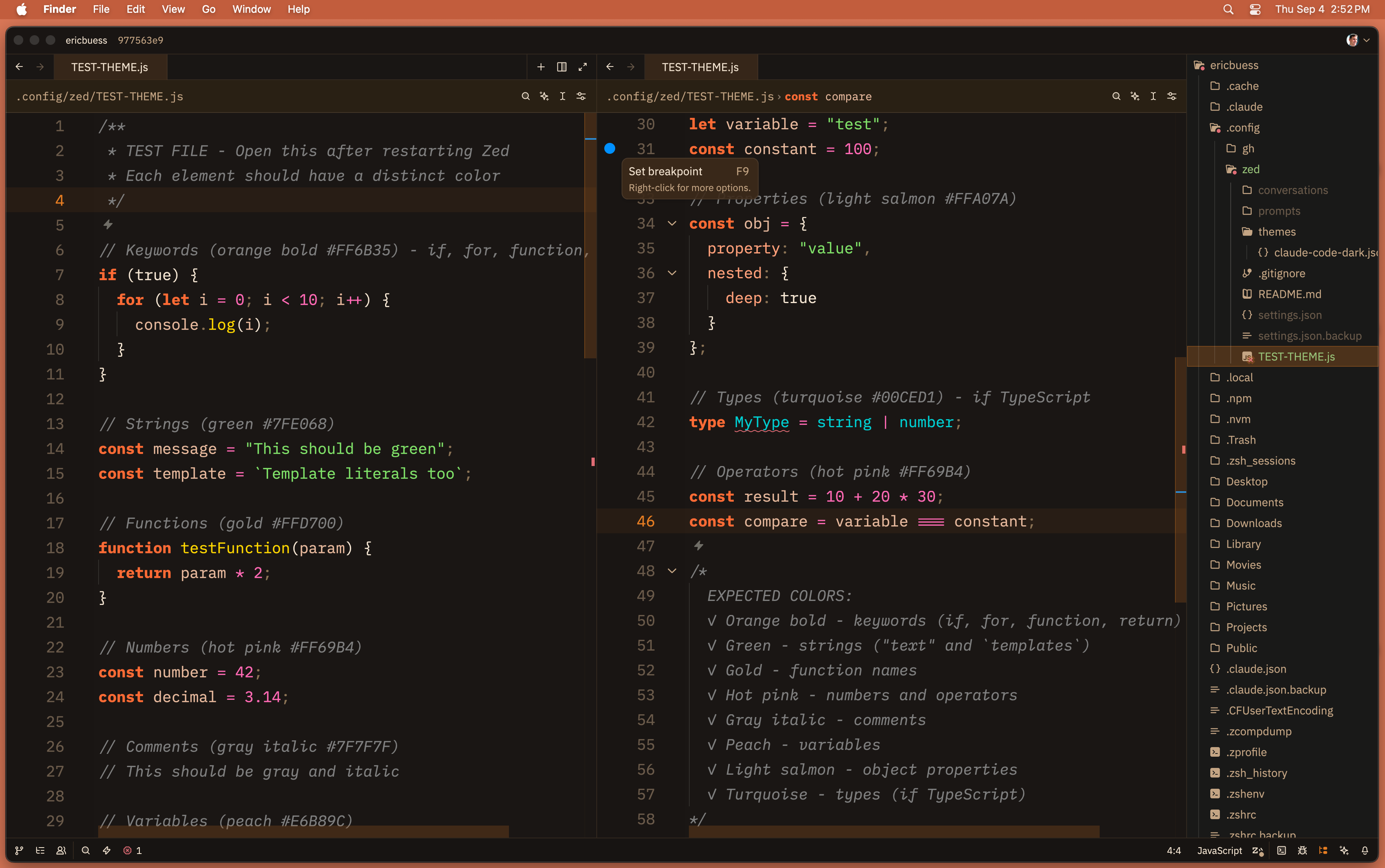 Claude Code Dark Theme Preview