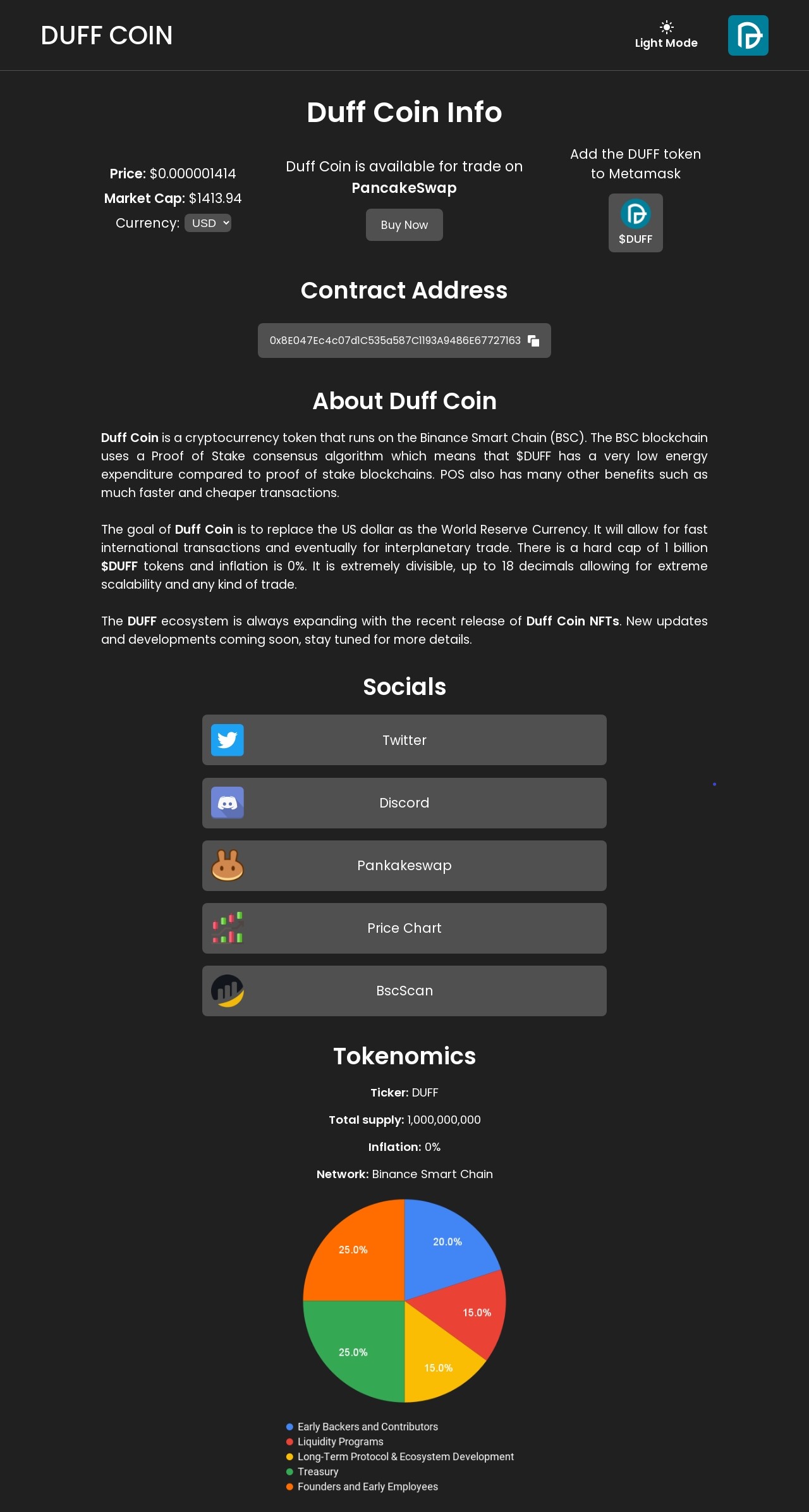 Duff Coin Website