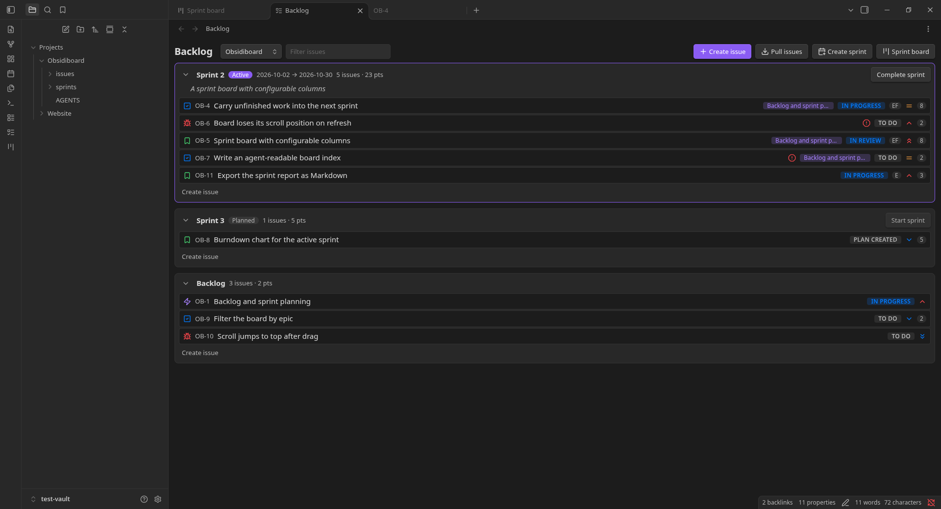 The backlog view