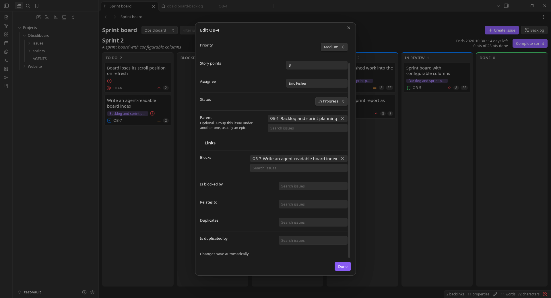 Links and autosave