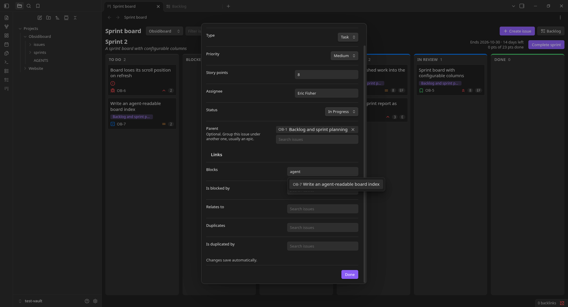 Searching for an issue to link