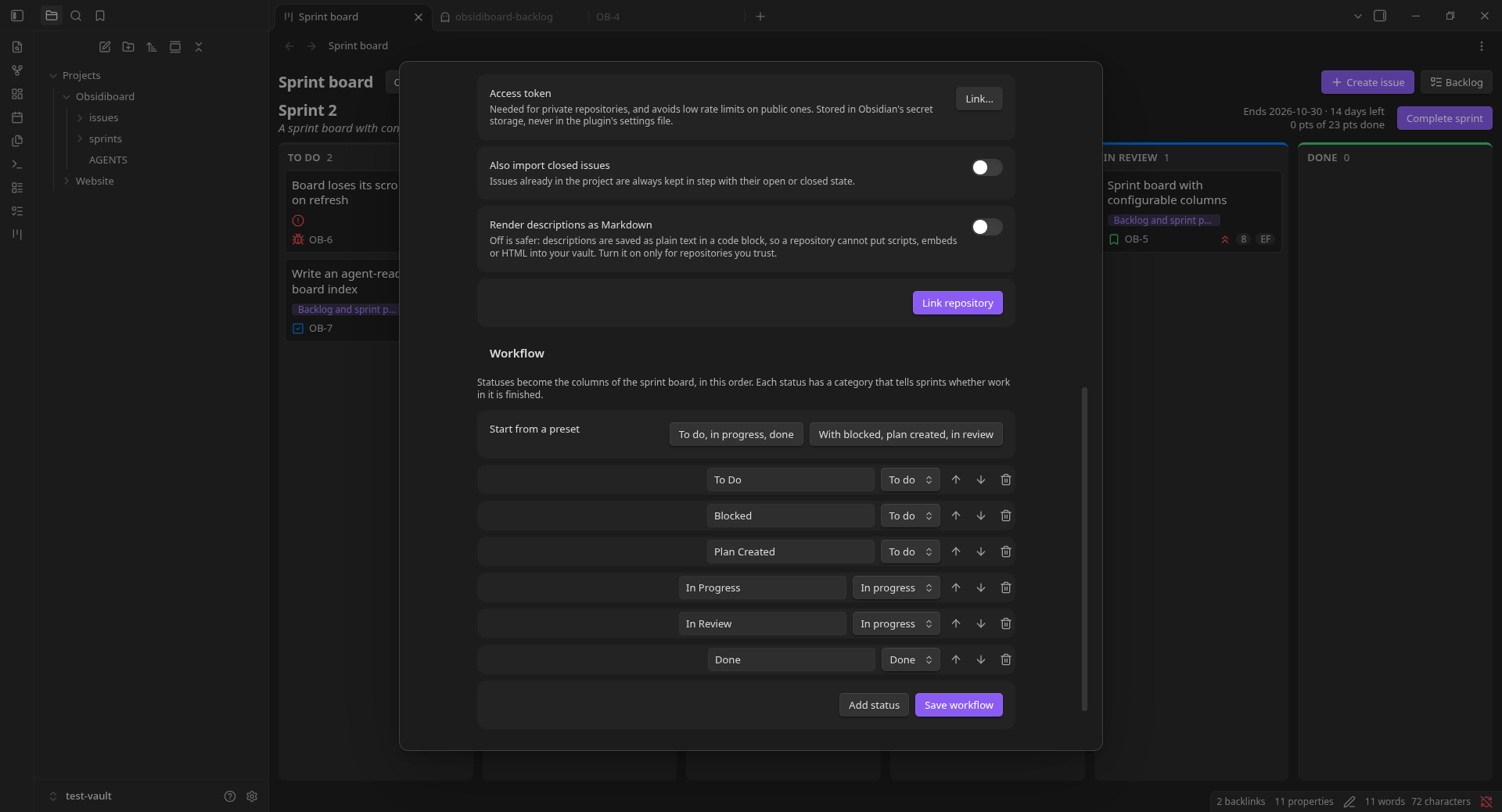 Repository link and workflow