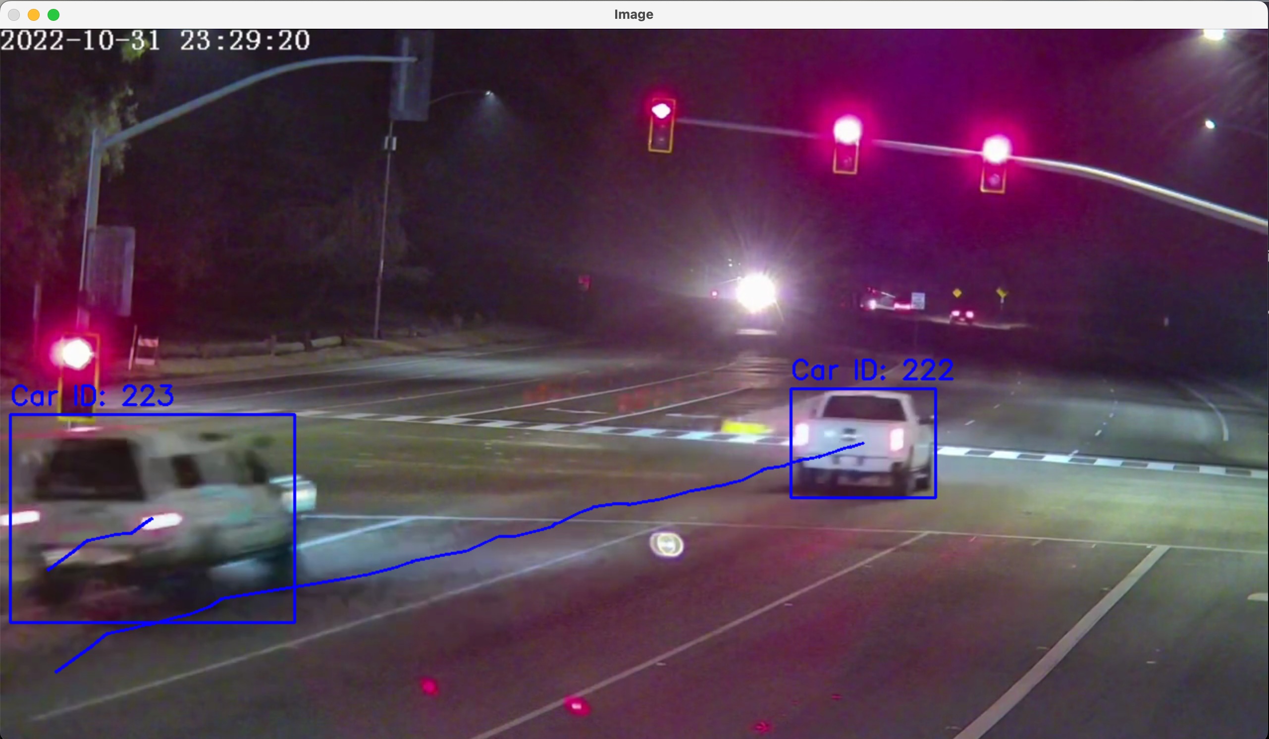 Cars Being Tracked in Nighttime