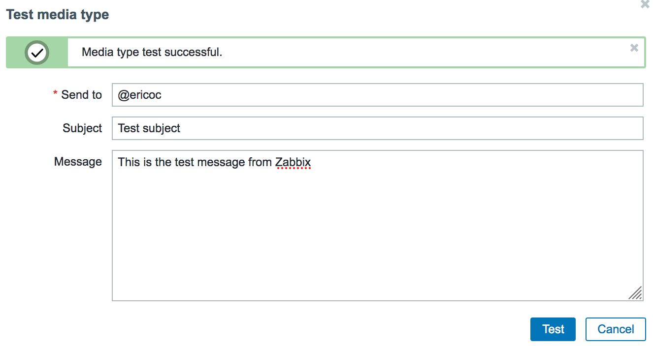 Zabbix Media Type Test