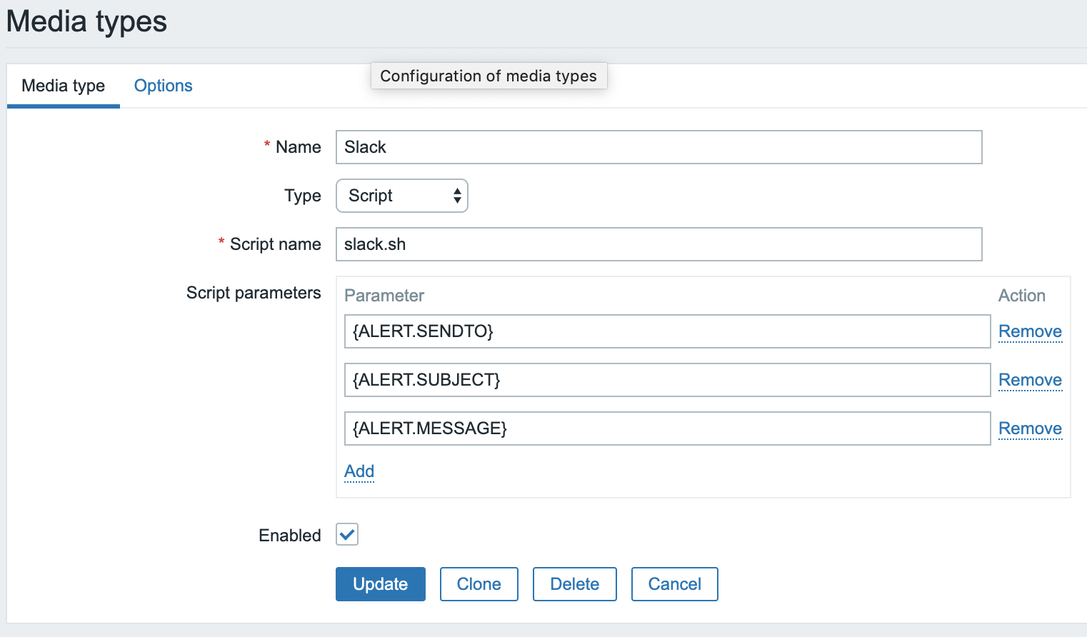 Zabbix Media Type