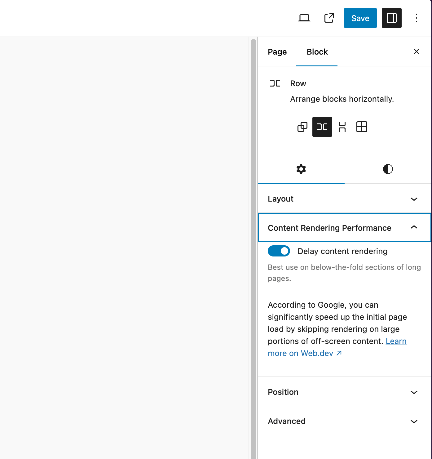 Content visibility panel screenshot