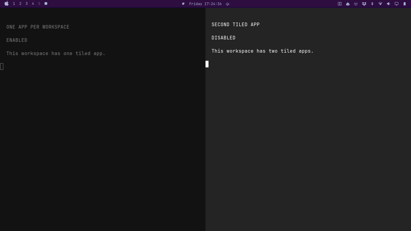 Disabled state with two tiled apps