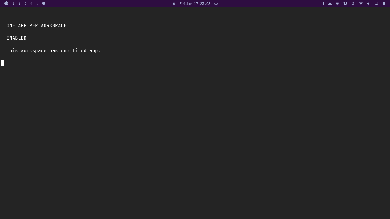 Enabled state with one tiled app