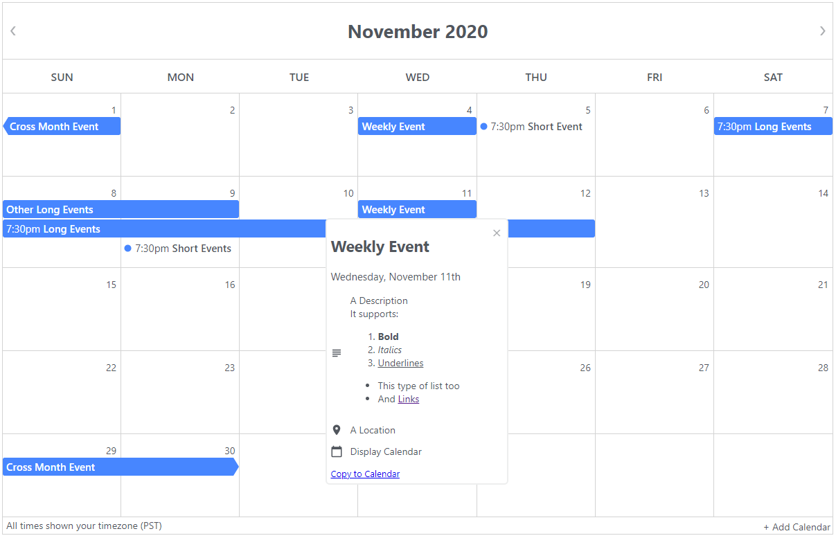 Calendar React