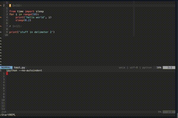 Sending text to REPL Send text in delimiter to a new REPL