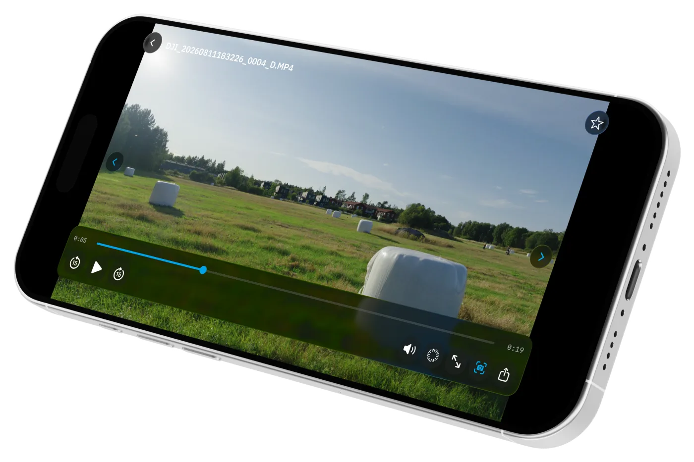 Clip playback with timeline and share controls