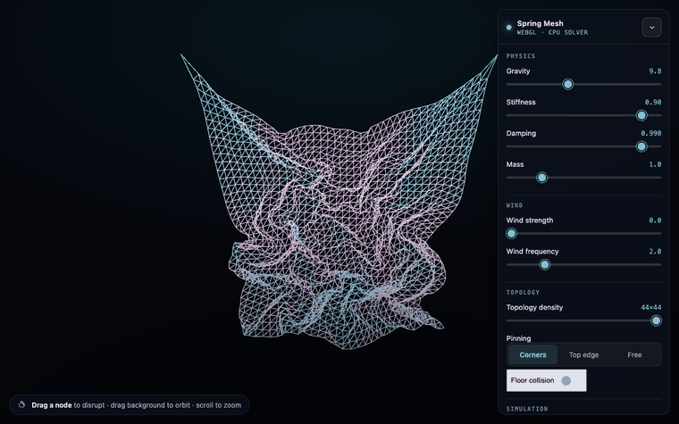Cloth solver running in the browser