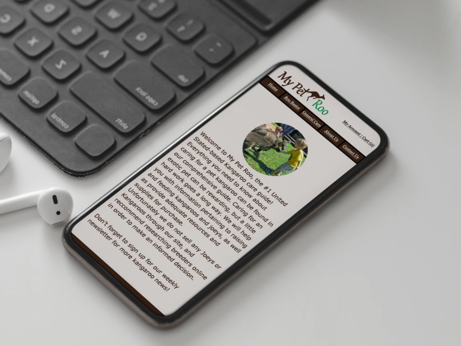 Mockup of My Pet Roo website