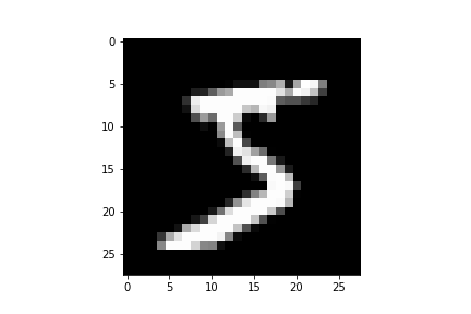 An unaltered image fromt the training data set detailing the "5" digit