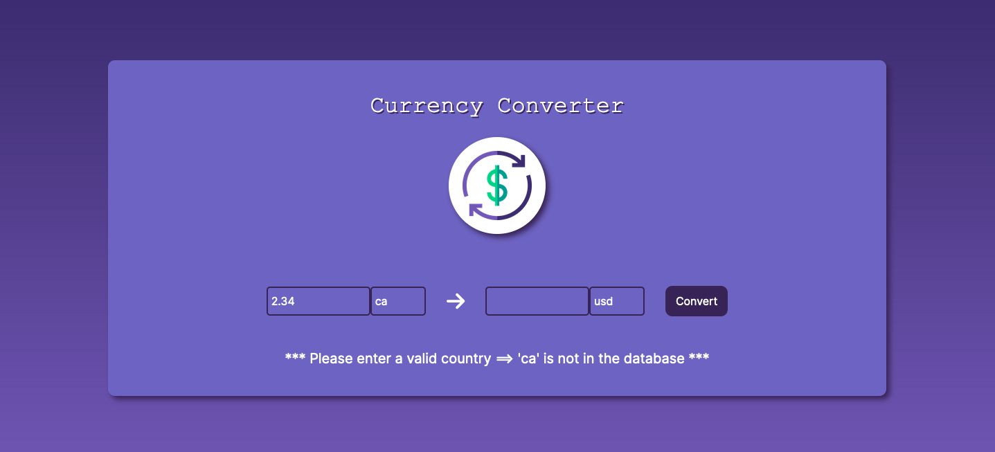 Currency Error