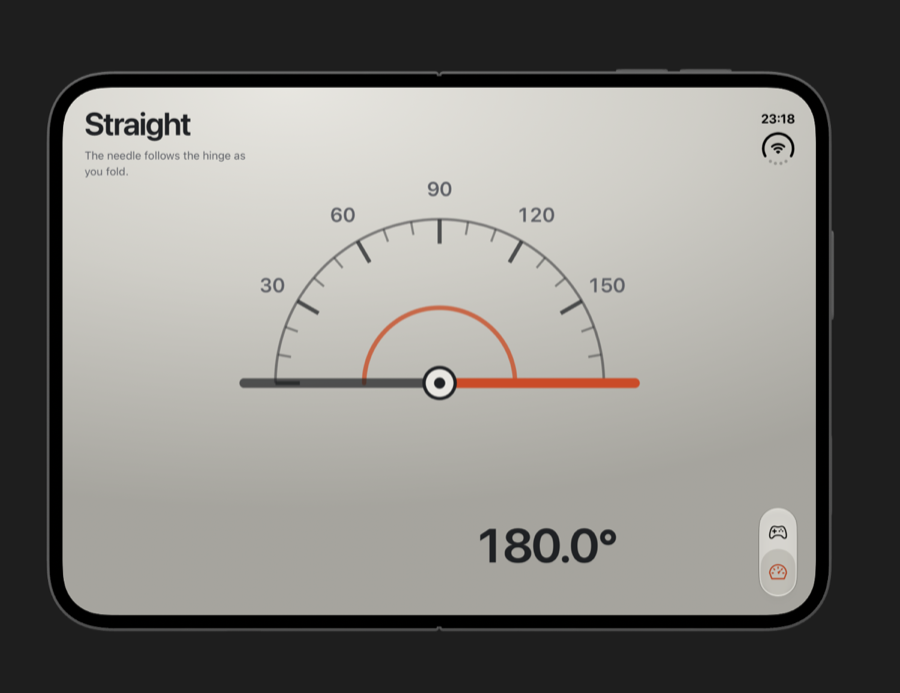 The meter reading 180 degrees on a flat iPhone Duo