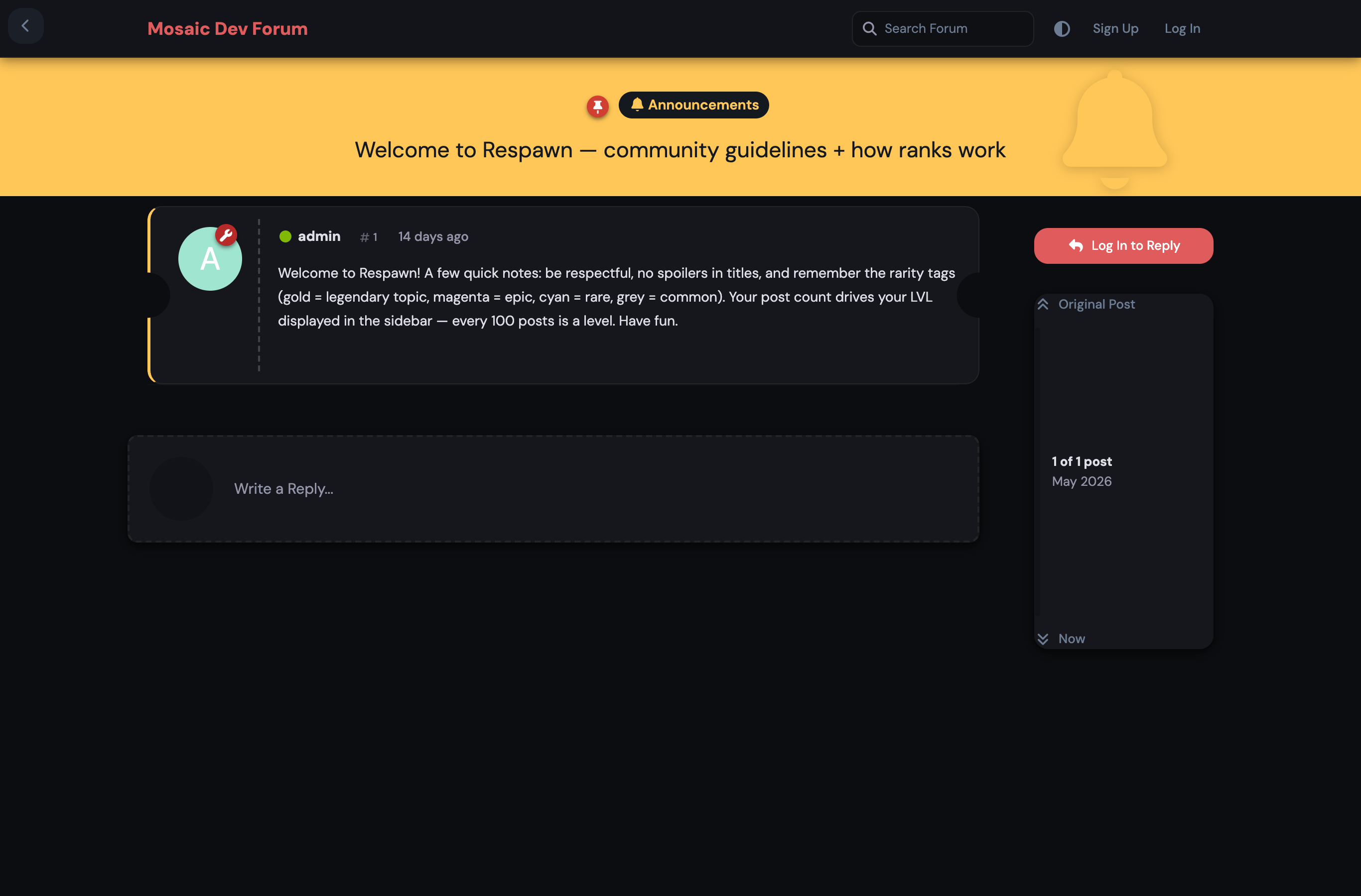 Discussion page in dark mode