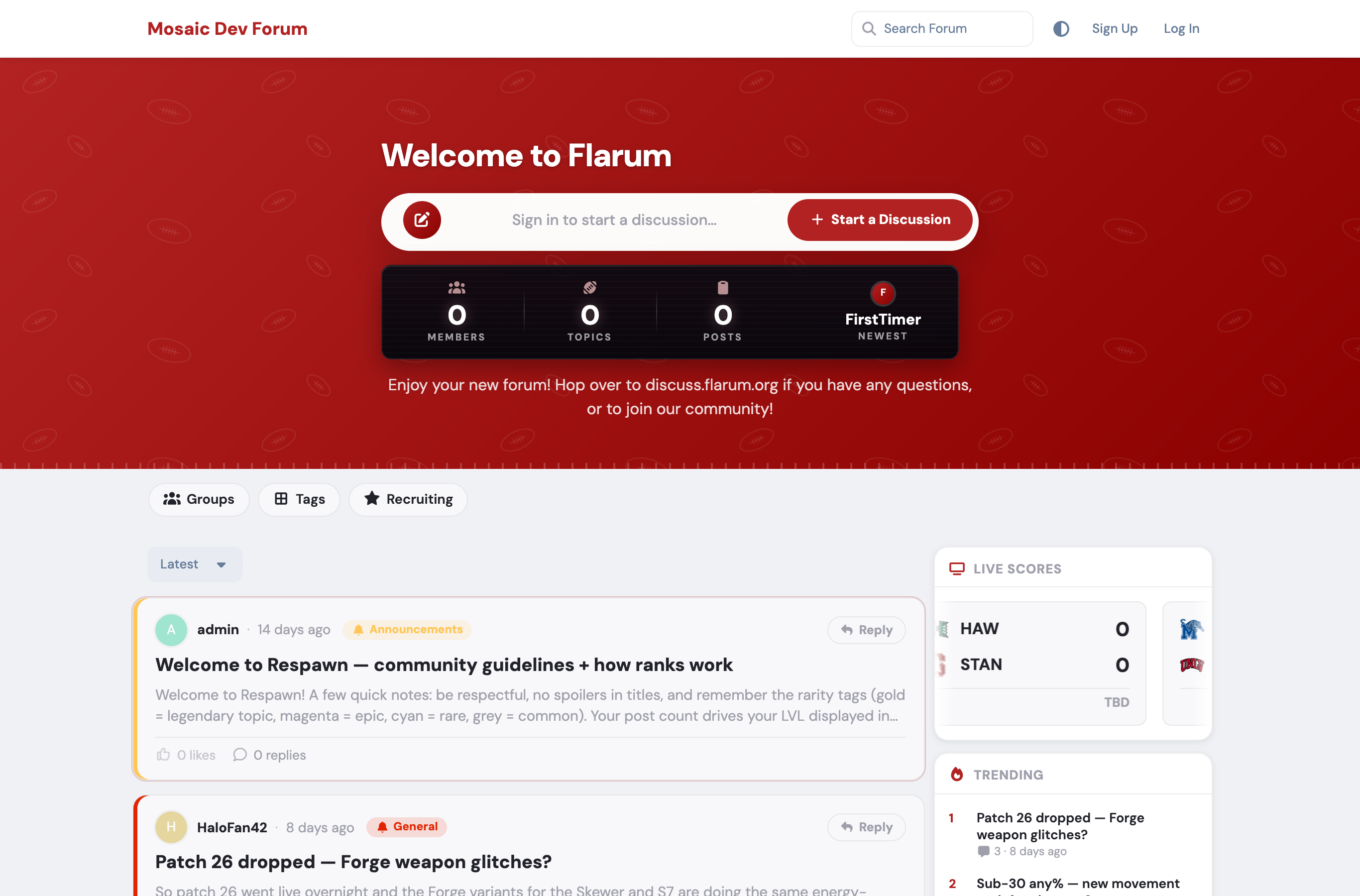 Homepage in light mode