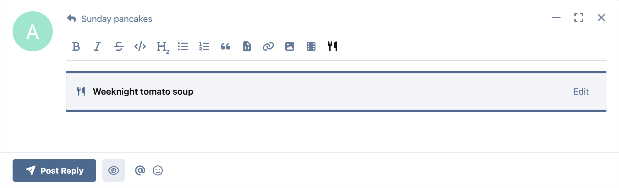 A recipe block in Scribe