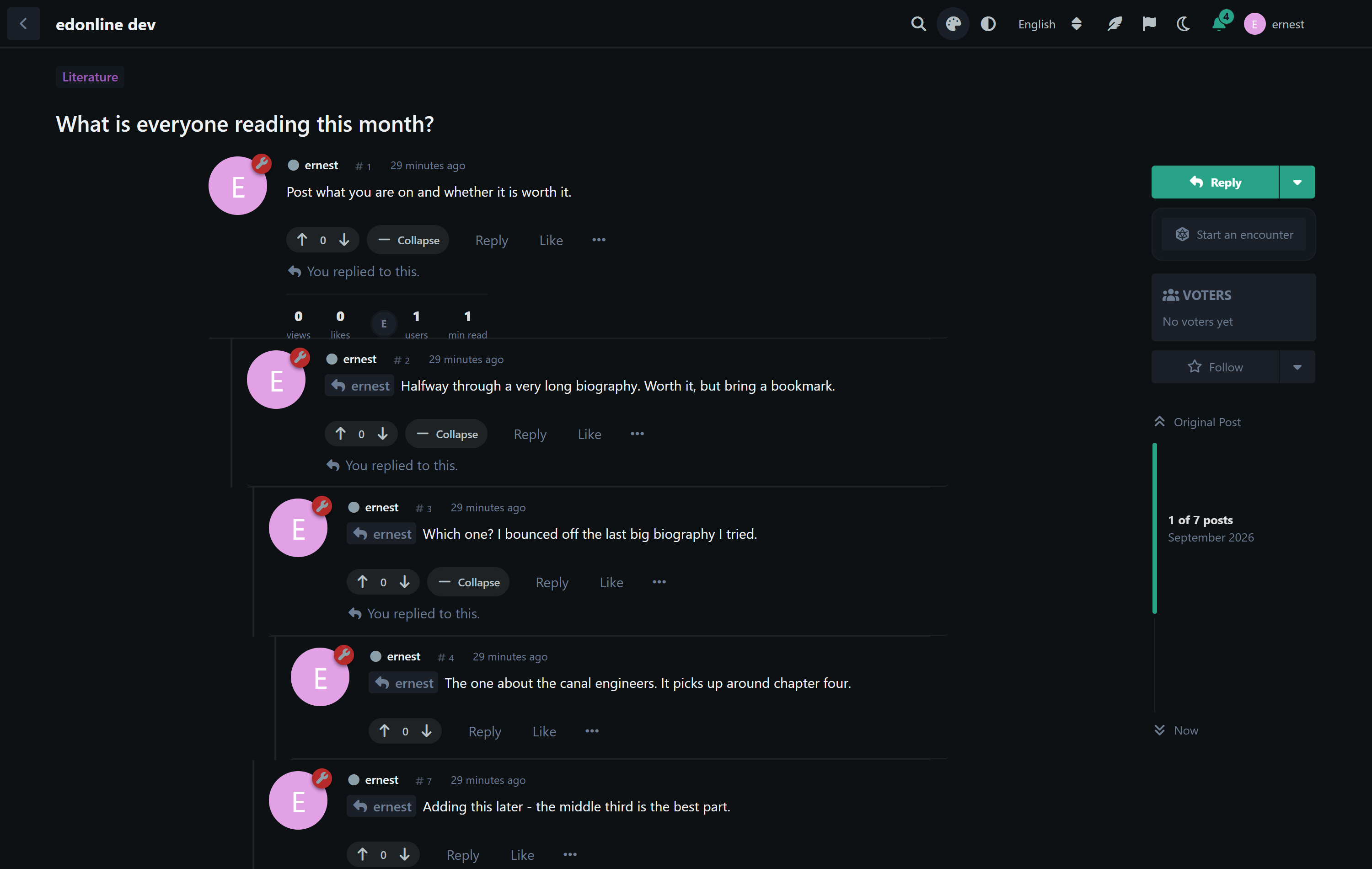 Threaded comments