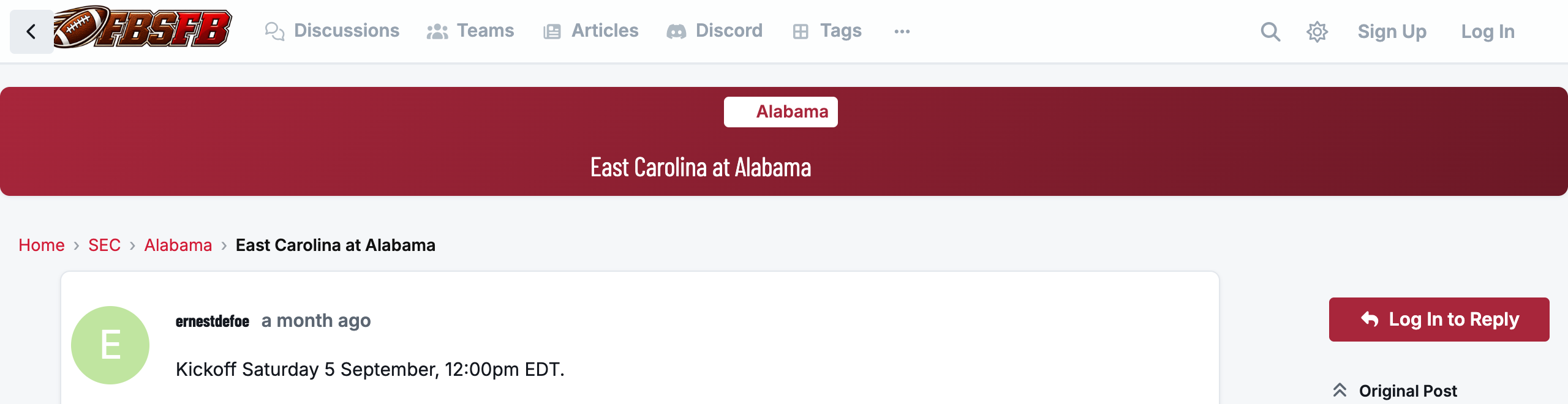 A discussion with its trail: Home › SEC › Alabama › East Carolina at Alabama