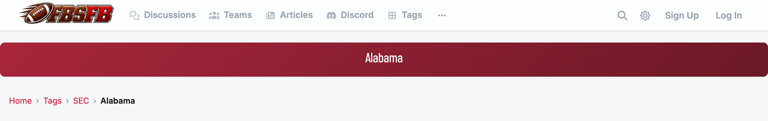 A child tag's page: Home › Tags › SEC › Alabama