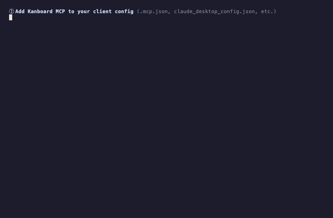 Kanboard MCP setup — drop a JSON config block, run the selftest, see four green checks, you're done
