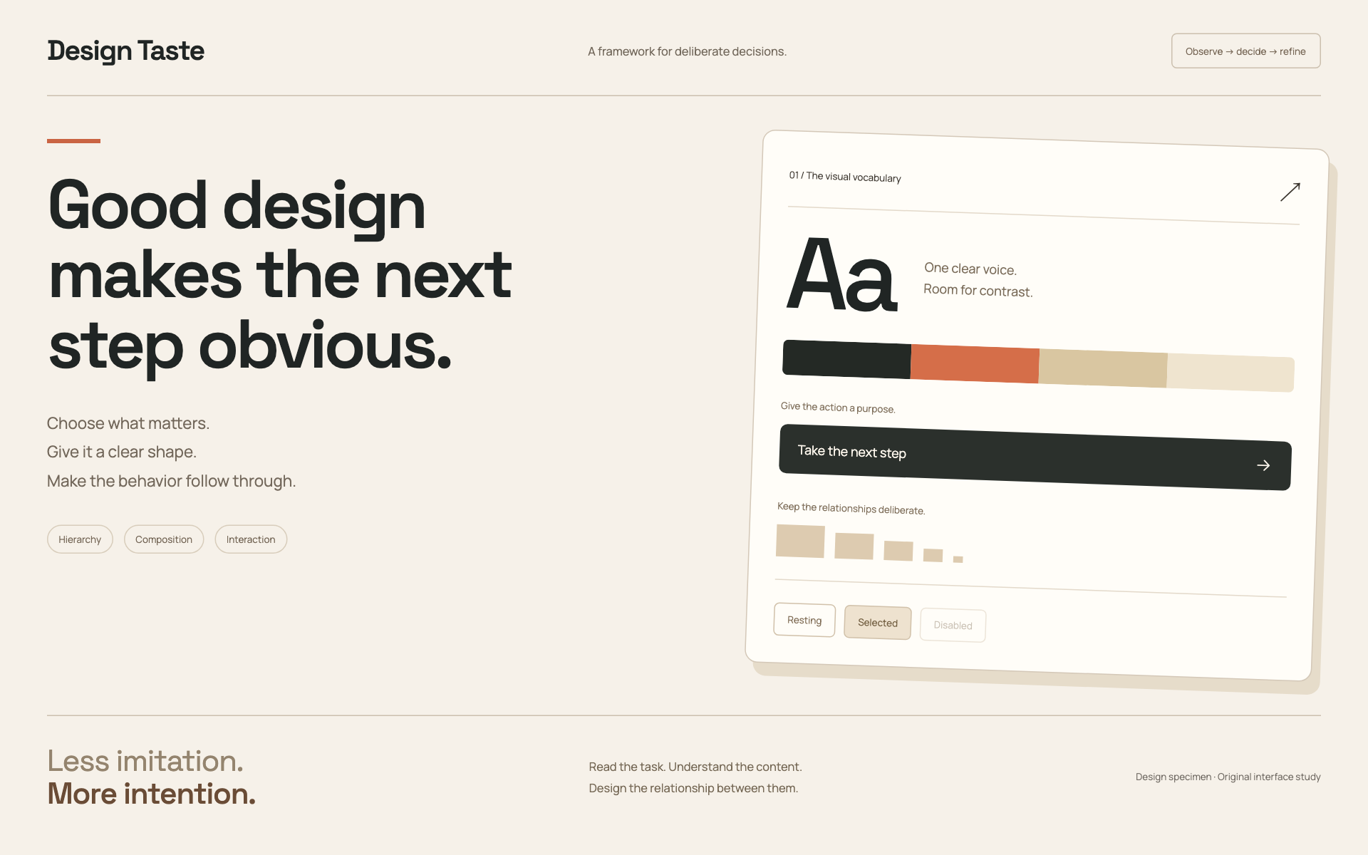 Design Taste design system specimen