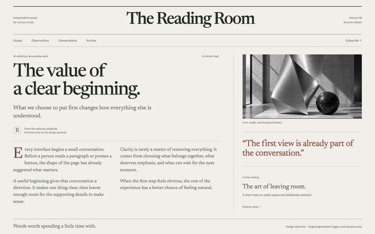 Longform Journal design specimen