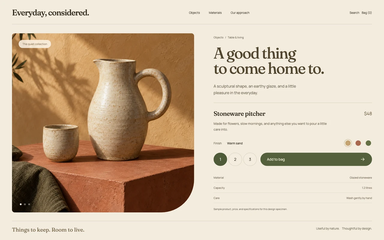 Warm Commerce design specimen
