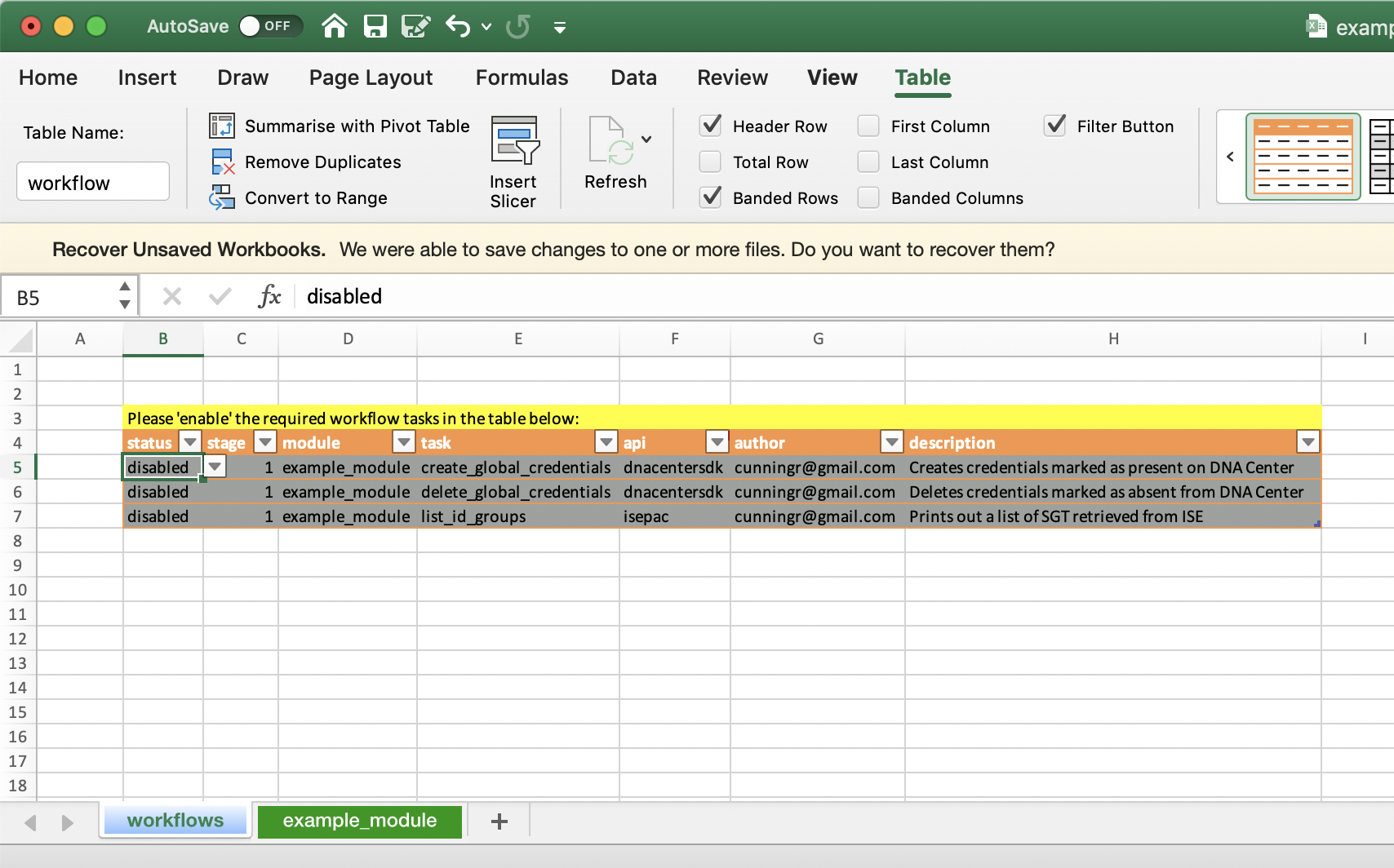 Workflow DB Example