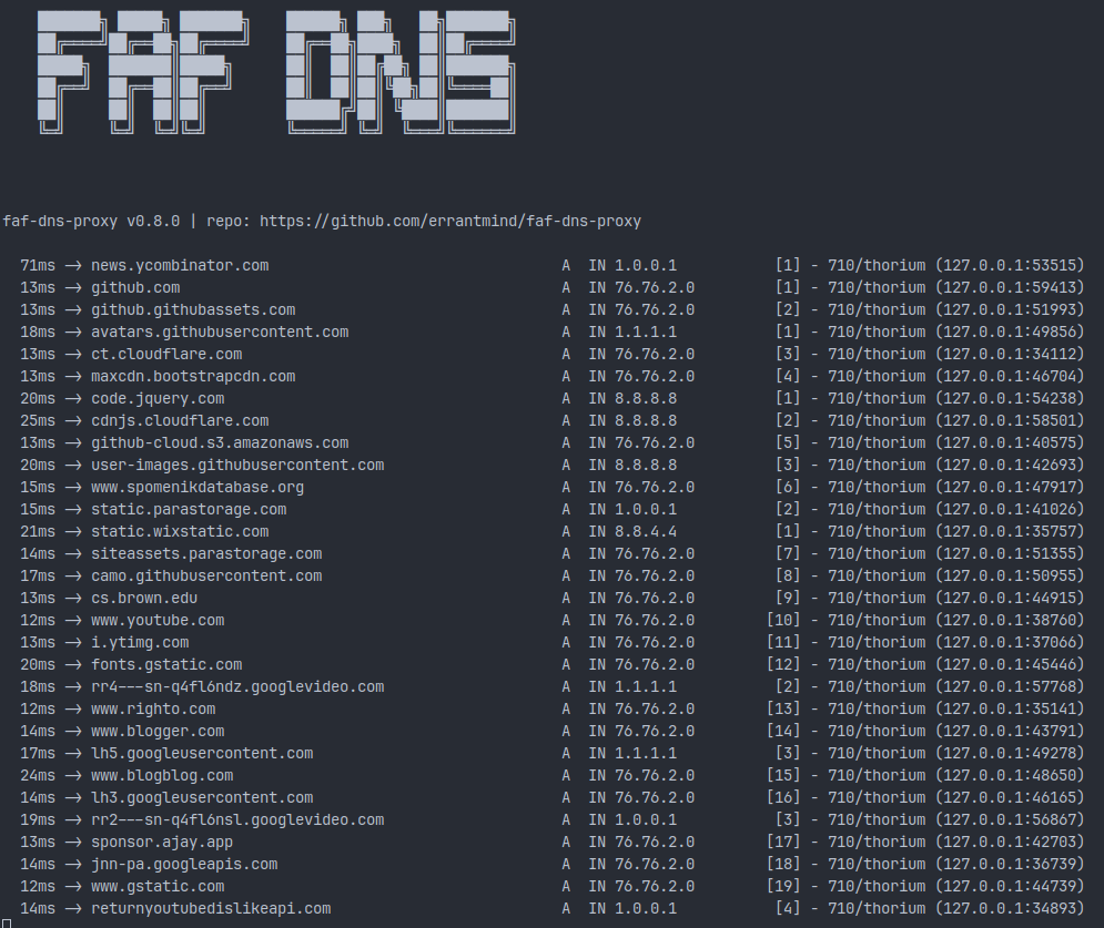 Non-Daemon Output Example with 'client identification'