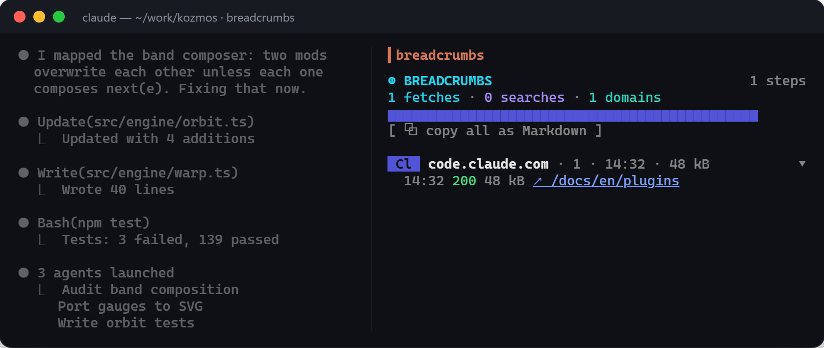 breadcrumbs in the terminal