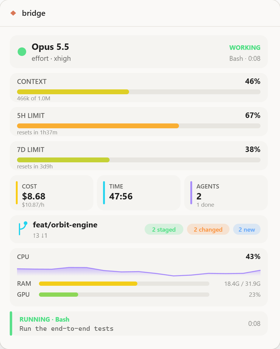 bridge sidebar in the desktop app