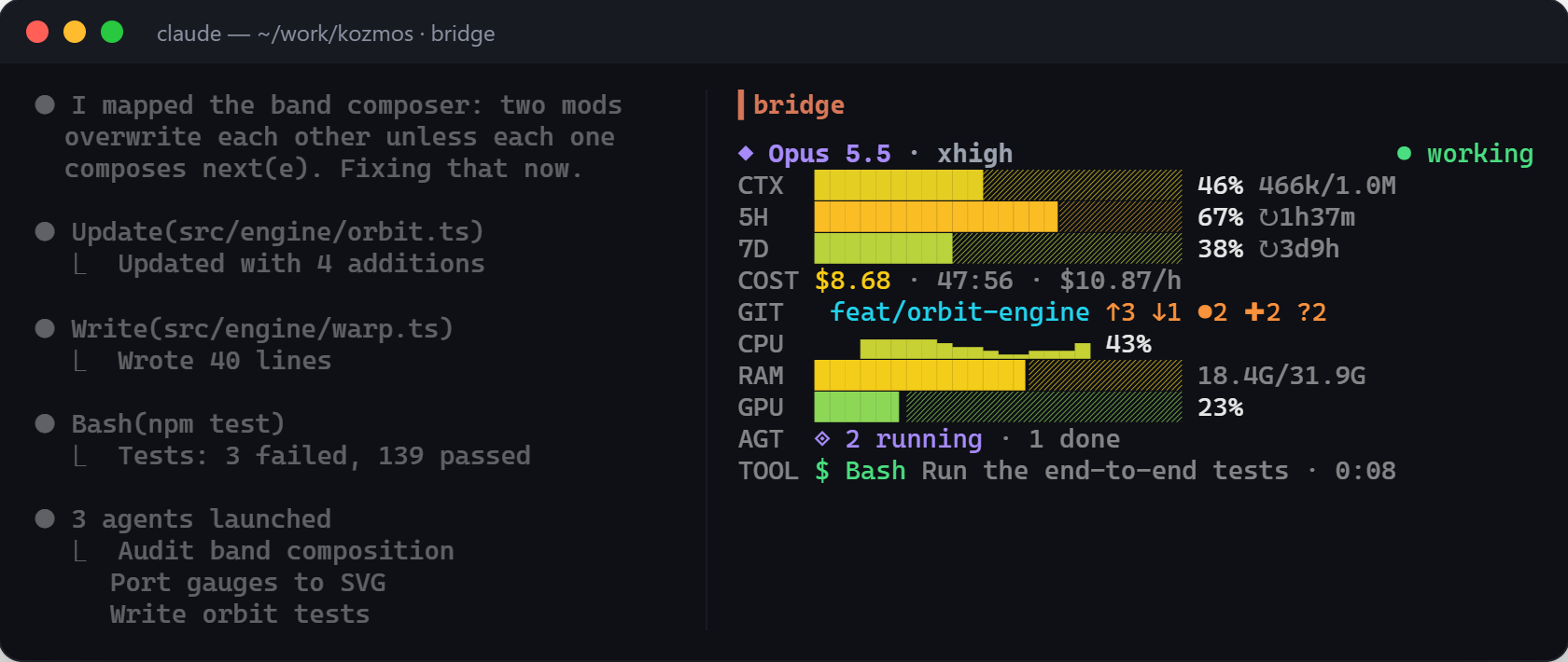 bridge sidebar in the terminal