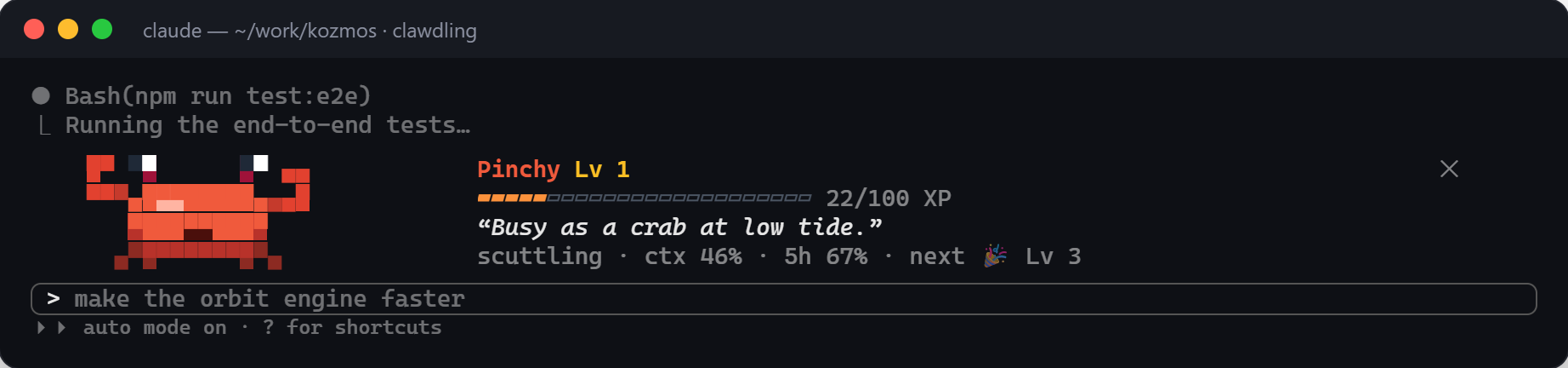 clawdling in the terminal
