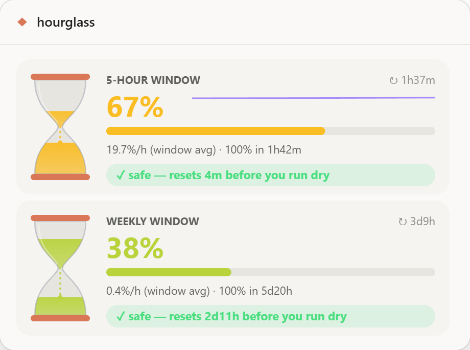 hourglass in the desktop app