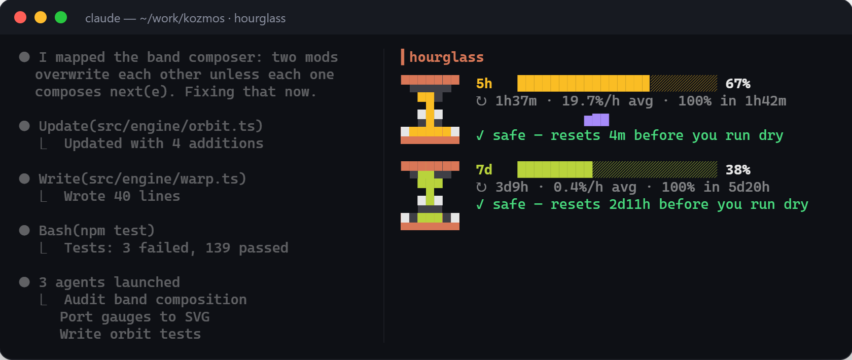 hourglass in the terminal