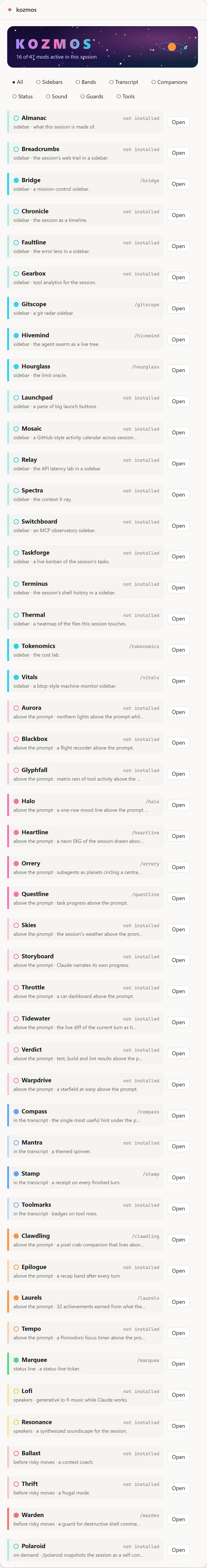 kozmos in the desktop app