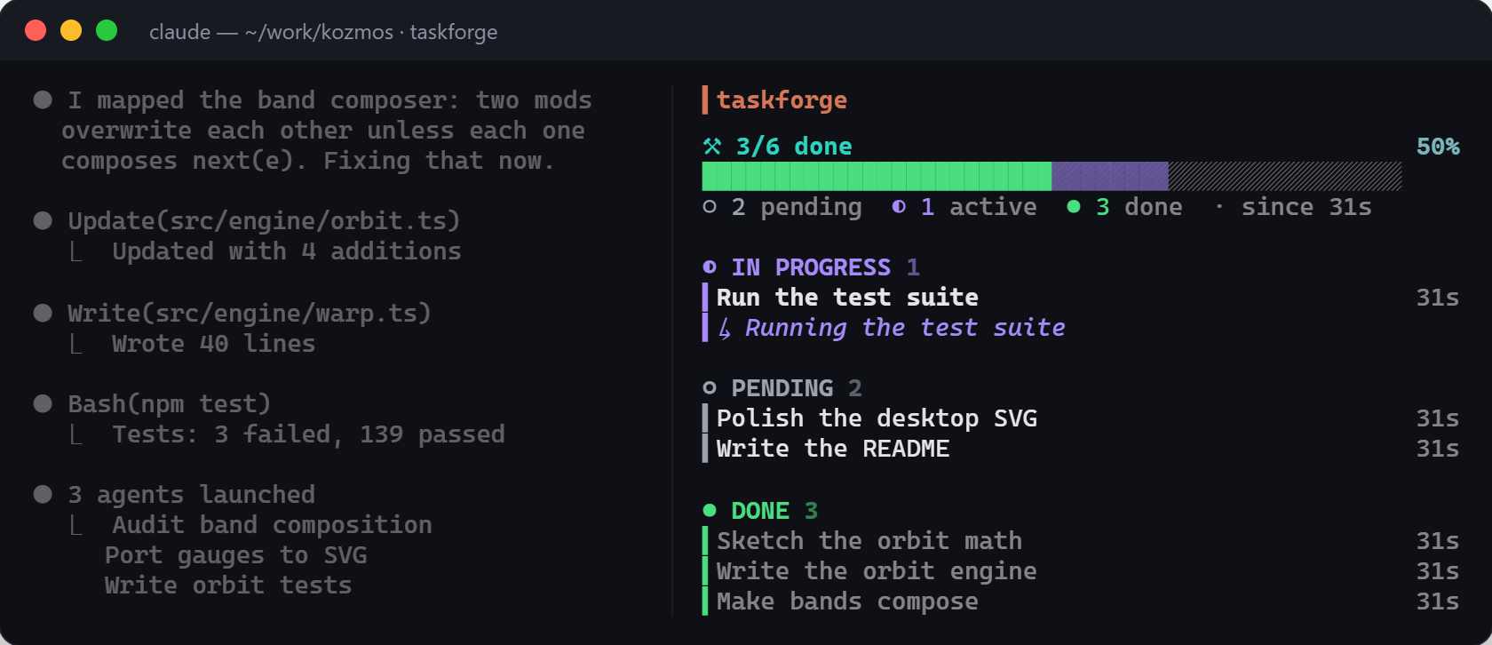 taskforge in the terminal