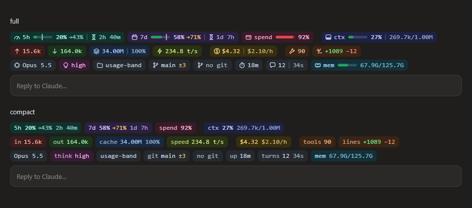 Desktop pills, dark theme