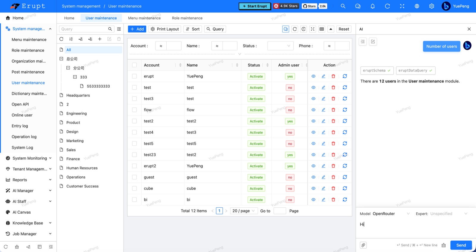 AI field assistant · chat panel