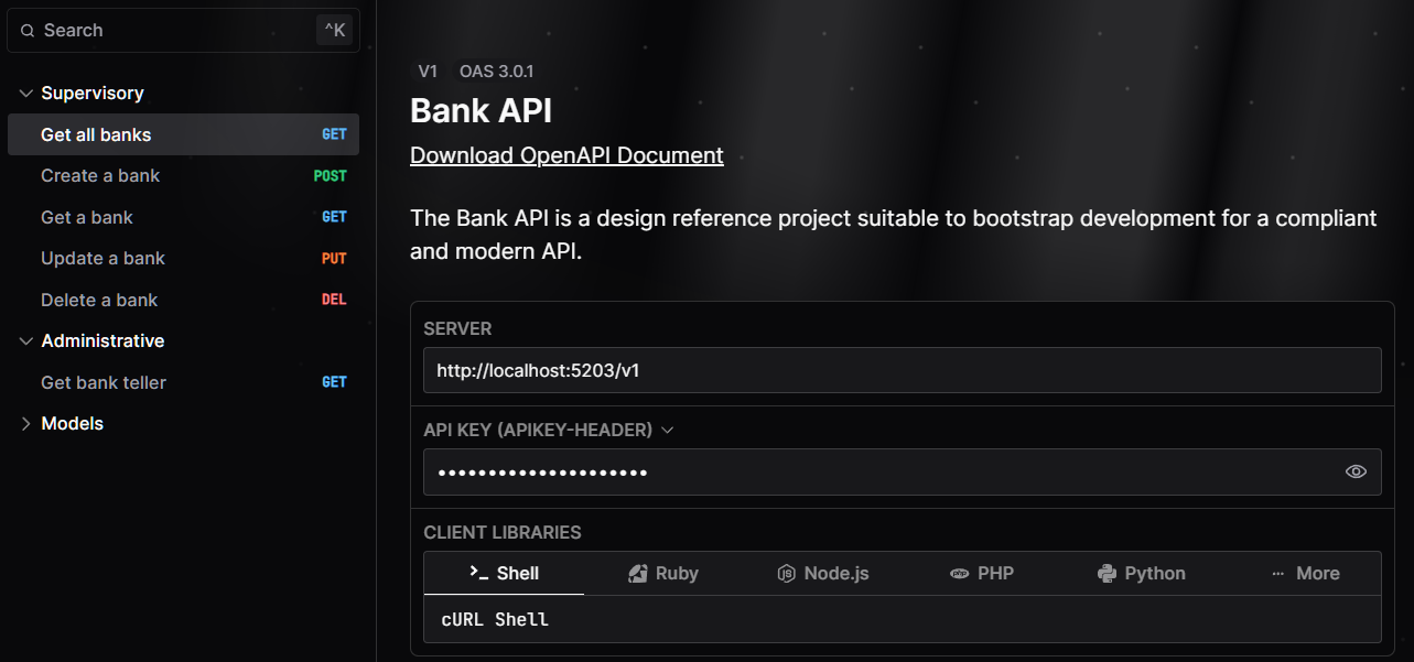 bank-api screenshot
