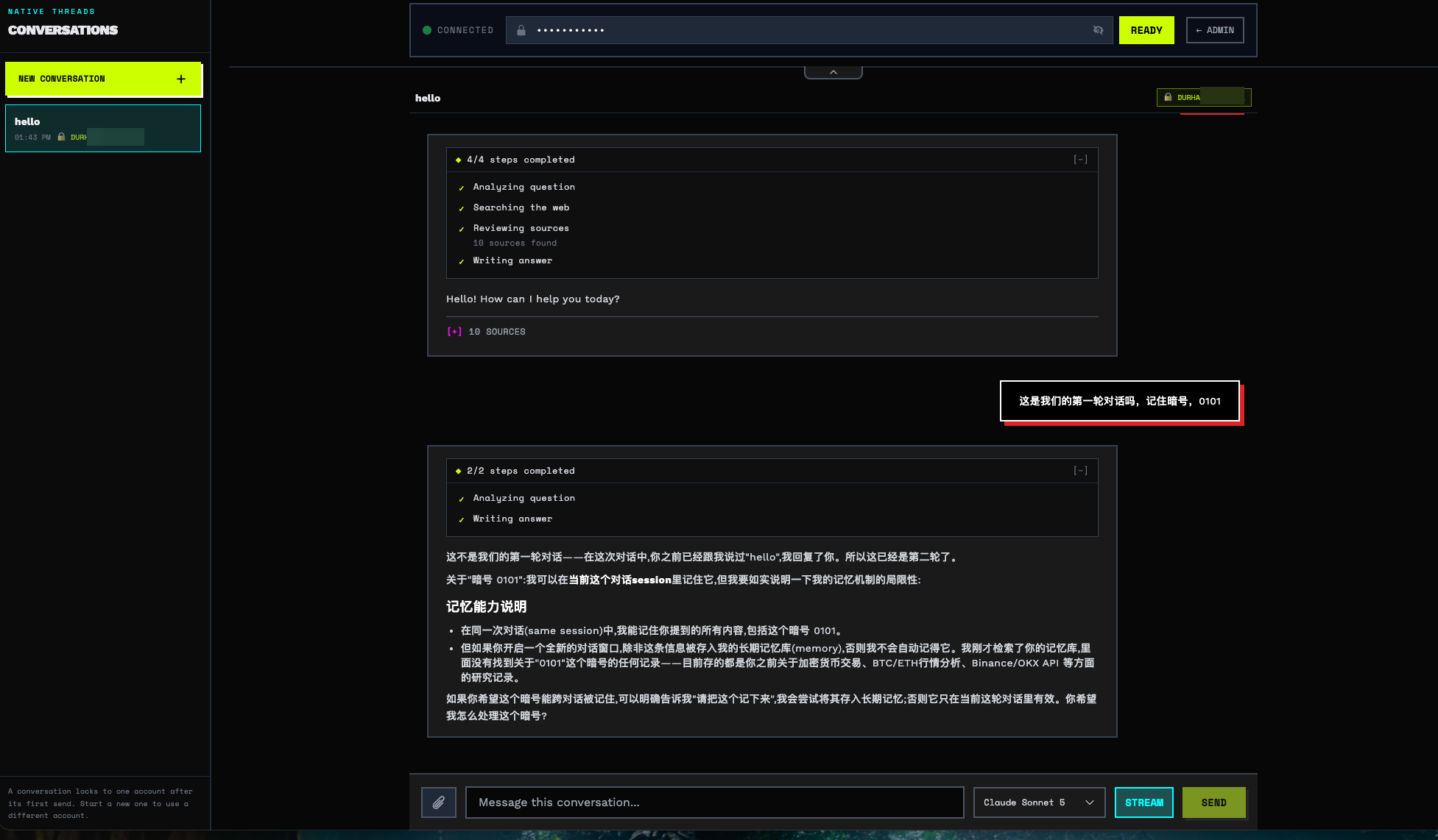 OpenAI Playground with persistent native follow-up conversations