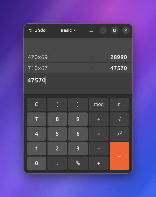 Cloche shot of Linux Calculator, framed as a polished presentation card