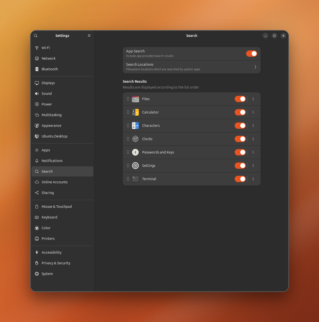 Cloche shot of Linux Settings, framed as a polished presentation card