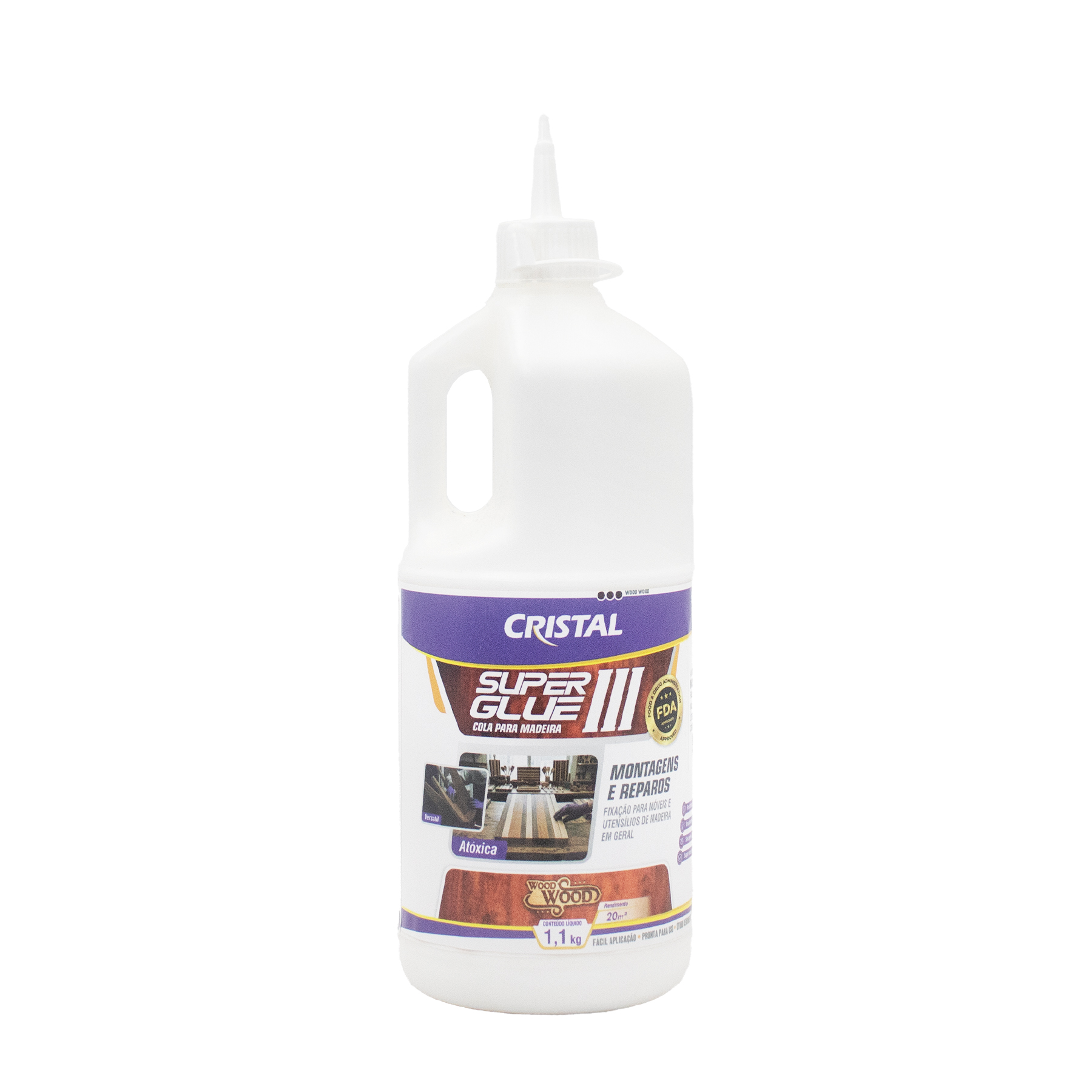 Nova embalagem — Cristal Wood Wood Super Glue III 1,1kg