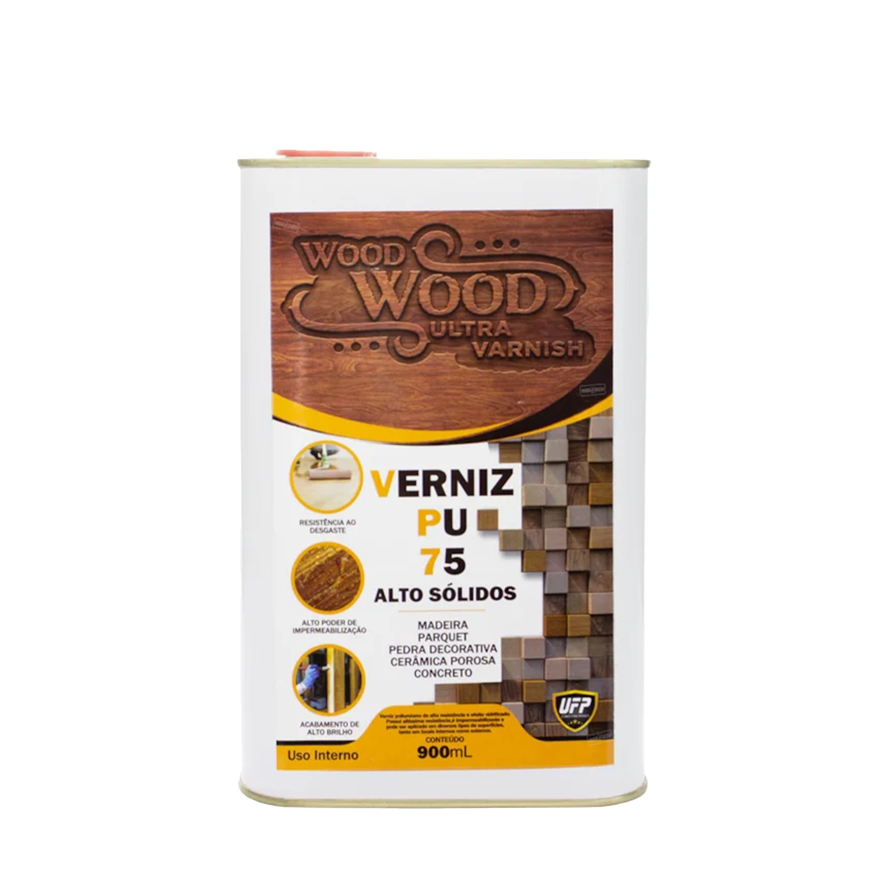 Embalagem anterior — Cristal Wood Wood PU 75 Verniz 900ml