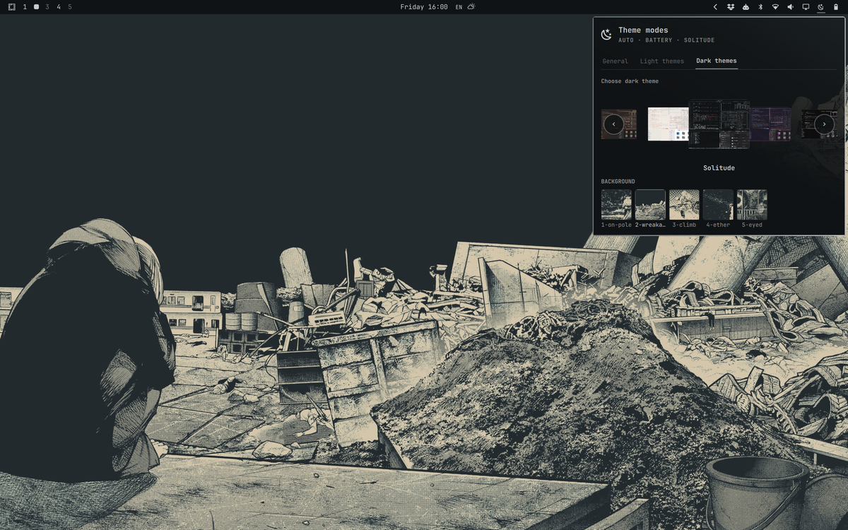Dark theme picker with backgrounds